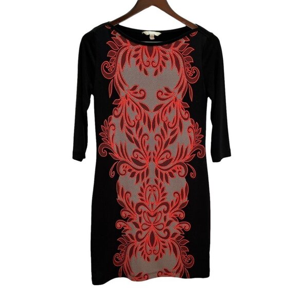 BANANA Republic Black/Red Pattern Jersey Dress XS - Picture 2 of 9